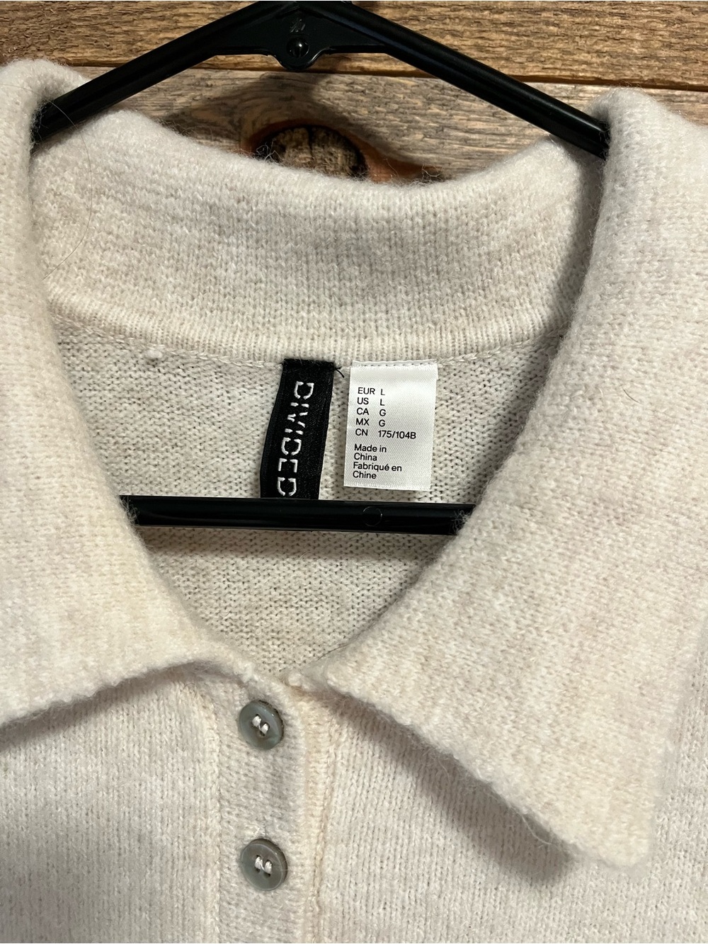 Divided by H&M Cozy Ivory Button Polo Sweater - Picture 3 of 3